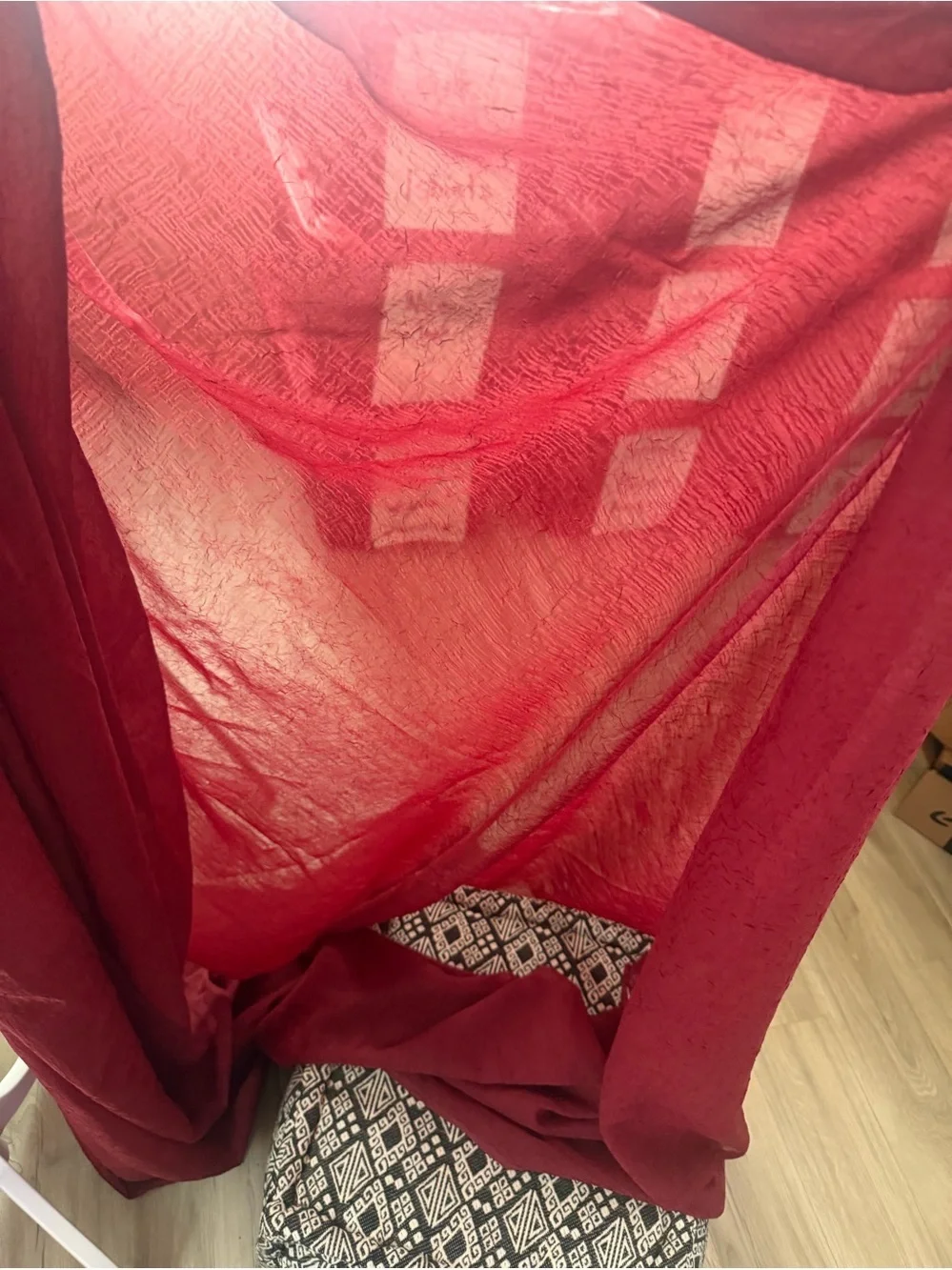Rich Burgundy Textured Scarf Window Covering Accent